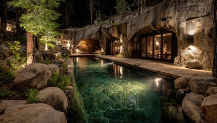 Luxury pool nestled in a mountain cave