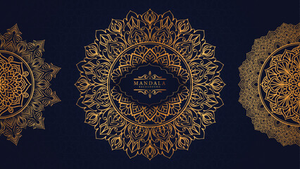 Luxury Gold Mandala Pattern on Dark Background, Ornamental Decorative Design