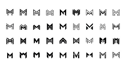 Naklejka premium Vector illustration of variations of monogram m logos