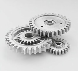 Three metallic gears interlocked