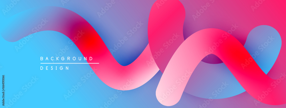 Poster abstract fluid shapes blend vibrant blues, pinks, reds. gradient colors create dynamic background de