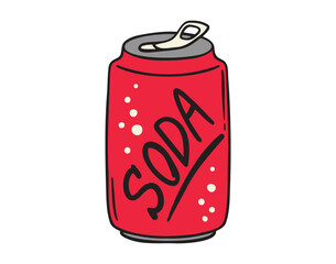 aluminium can icon. soda can doodle hand drawn icon. Outline drawing soda can line clipart symbol