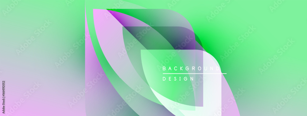 Poster abstract fluid shapes blend, creating vibrant green, purple gradients. text reads background design 