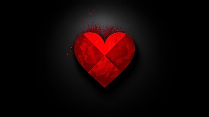 Obraz premium Abstract red heart symbol on textured dark background, evoking deep emotions with dramatic lighting.