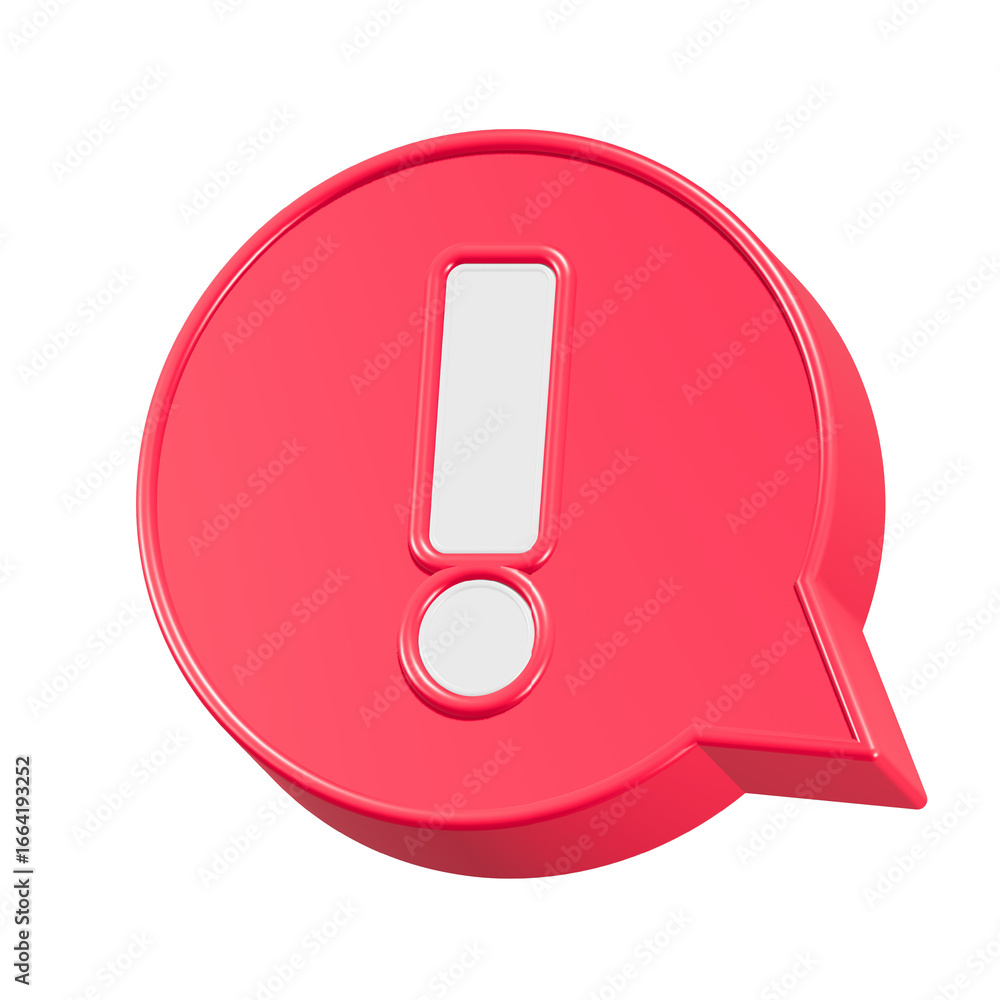 Poster a shiny red round attention alert icon with a metal exclamation mark button 3d rendering