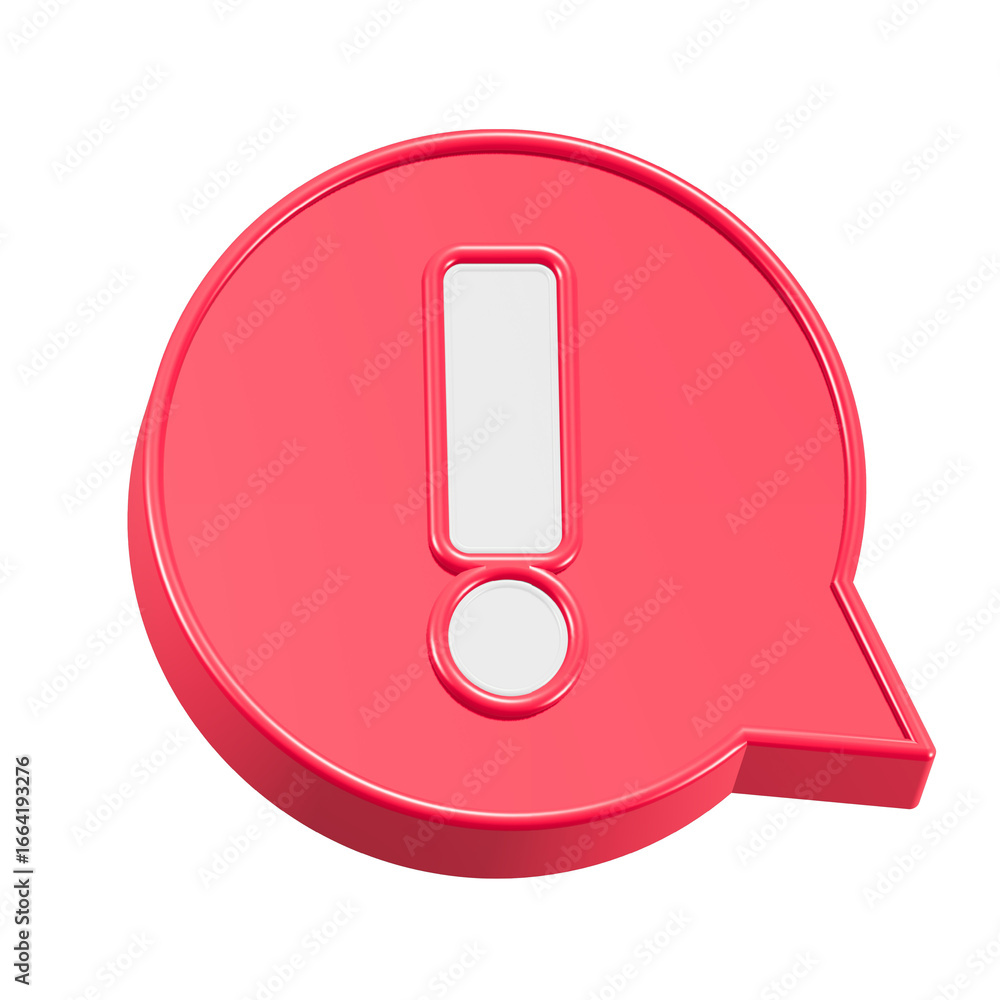 Poster a shiny red round attention alert icon with a metal exclamation mark button 3d rendering