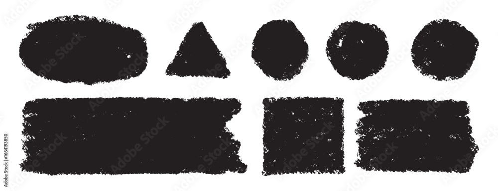 Poster hand drawn brushstroke text boxes. thick vector lines. rough grunge rectangle, circle, square paint 