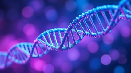 Abstract molecular structure in glowing colors representing a scientific DNA helix concept with futuristic tones.