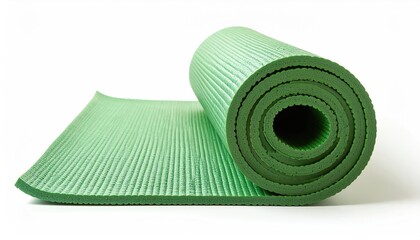Green Yoga Mat Rolled Up and Ready for Fitness Practice