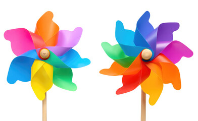 Colorful Pinwheel Toy Spinning in the Bright Sunlight Outdoors