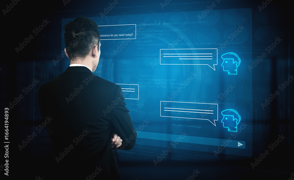 Poster ai chatbot interface facilitates communication, chatbot, and ai interaction for automated user suppo