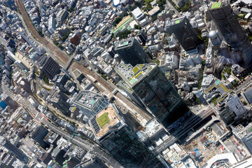 渋谷駅上空から南方向を空撮