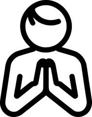 Obraz premium Inner Peace and Prayer: A minimalist illustration of a figure in a moment of serene contemplation. The person with palms together represents meditation, spirituality, and mindfulness. 