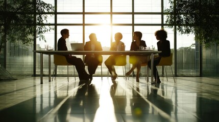 Collaborative Strategy Session in Contemporary Office Setting with Cinematic Lighting