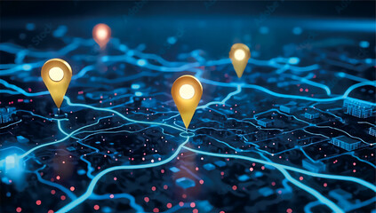 Digital Map Interface with GPS Position Marker and Modern Location Technology