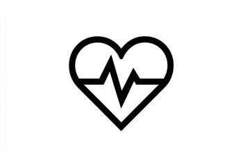 Simple black heart icon with a heartbeat line graphic