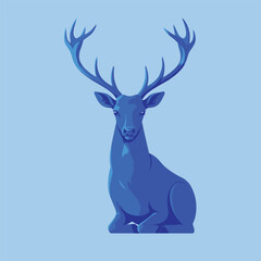 a blue stag sits majestically