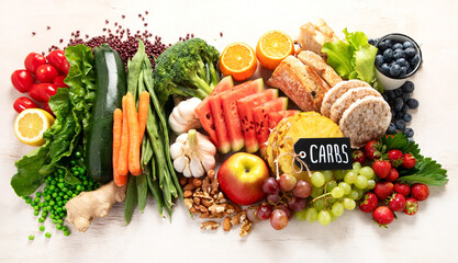 Selection of  high fiber rich food.