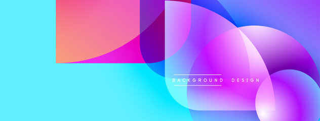 Abstract fluid shapes overlap, creating vibrant color gradients. Modern design features turquoise, pink, purple hues. Minimalist aesthetic.