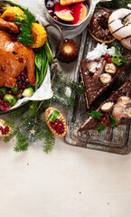 Elegant table setting for a festive meal. Christmas dinner.