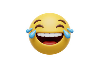 Laughing Emoji 3D Rendering of Tears of Joy isolated on transparent background