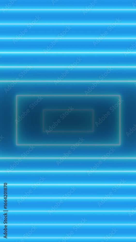 Poster abstract blue neon background with glowing rectangles and horizontal light strips. glowing neon rect