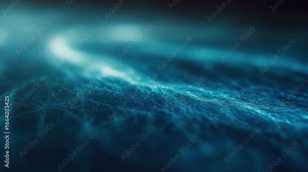 Aufkleber abstract teal fractal network visualization represents data connectivity flow