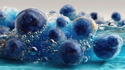 Underwater oxygen bubbles and fizzy carbonated effect isolated on transparent background