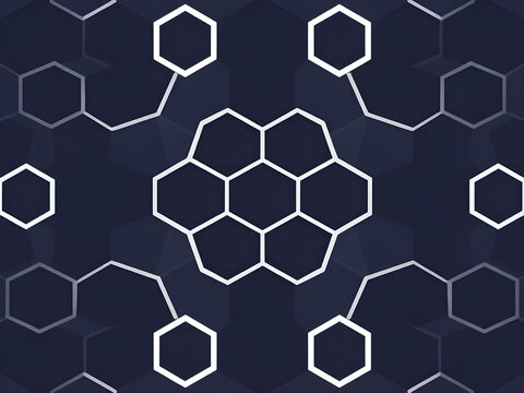 Abstract hexagonal network pattern. Geometric technology background for science, data, AI, blockchain, and digital concepts.