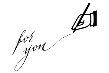 for you - 手書きの筆記体で書いたような、for you（あなたへ）のレタリング（カリグラフィー）によるロゴマーク
