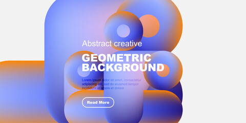 Naklejka premium Abstract shapes, vibrant colors, geometric design. Modern background with text overlay, button included. Clean, simple presentation.