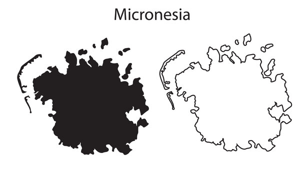 Simple Micronesia map silhouette vector. Black outline of Pacific island nation, ideal for travel, education, infographics, and design projects