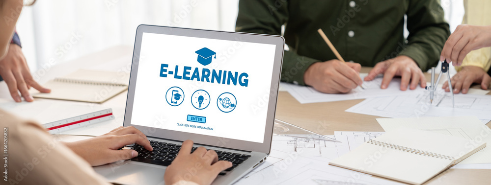 Aufkleber e-learning website with brisk sofware for student to study online on the internet network