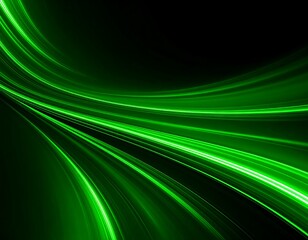 Abstract Green Light Streaks, Dark Background (1)