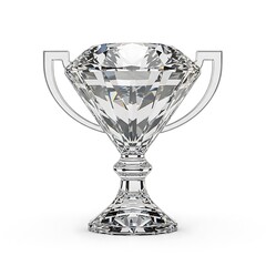Crystal Diamond Trophy Isolated on White Background.