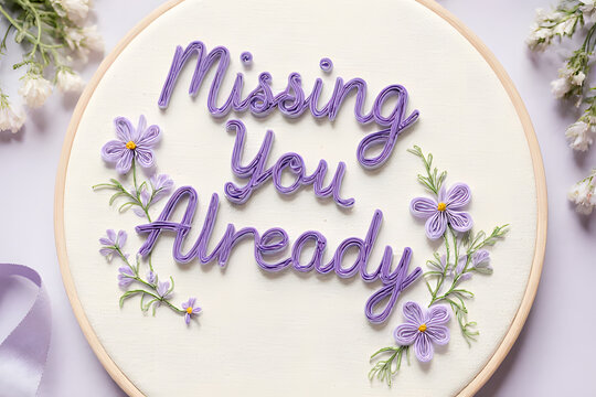 missing you already in light purple paper quilling style