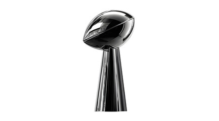 Super Bowl trophy design, simple silhouette of the Lombardi Trophy in matte silver with clean lines, no background, isolated and abstract