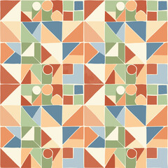 Seamless Pattern, Geometric pattern with triangles, squares, and circles in a colorful design Stock royalty free.