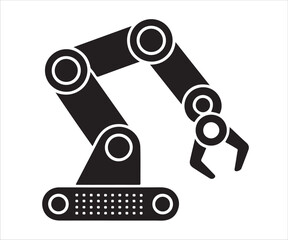 Industrial Robotic Arm with Gripper Icon for Automation