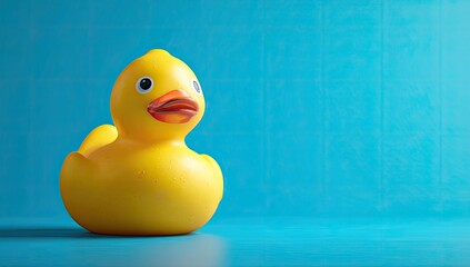 Rubber duck on a vibrant blue background