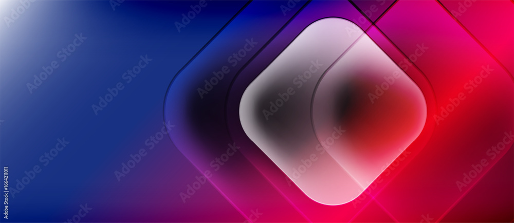 Aufkleber abstract gradient shapes blend, creating luminous square effect. vivid colors transition from blue t