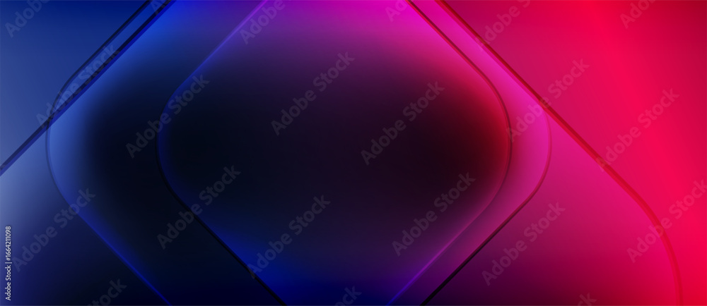 Poster abstract background features flowing shapes, vibrant blue merging into deep pink. smooth gradients c