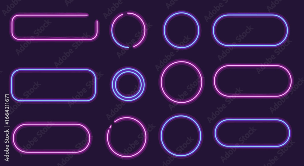 Poster futuristic neon glowing button collection for modern ui design