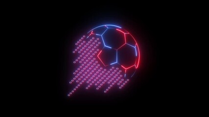 glowing neon soccer ball frame icon isolated on black background. neon soccer ball frame sport icon simple ball template. soccer ball frame icon. 4k video. - Powered by Adobe