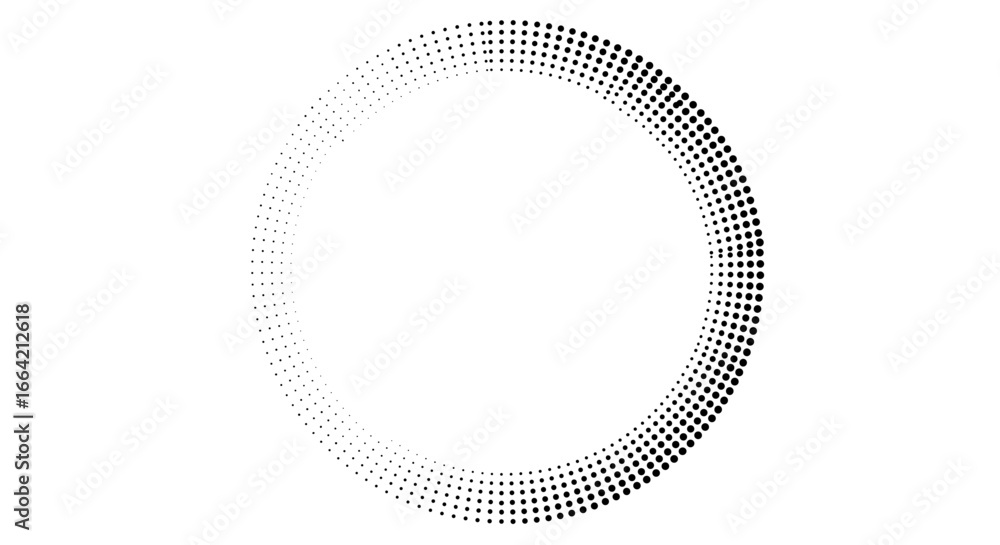 Poster circular halftone pattern of dots creating a gradient ring