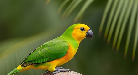 Fototapeta premium Vibrant Yellow-Green Parrot in Nature.