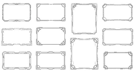 Futuristic tech frame collection in minimal linear style for digital design projects