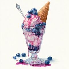 Blueberry Ice Cream Sundae