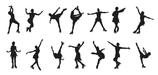  Set ice skate silhouette vector illustration © khadi