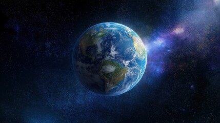 Earth from Space: A Vivid View of Our Planet Against a Starry Background